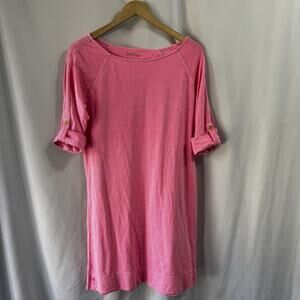 Lilly Pulitzer Camie Dress Size Medium Neon Pink Preppy Beach Coastal Palm tree